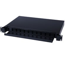 Masterlan optická vana s krytem 12x SC Duplex, patch panel vč. kazety, 1U, 19", černá ODF12SCDBv2