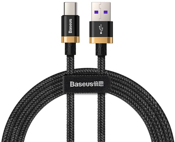Baseus kabel pro rychlonabíjení a přenos dat HW USB Type-C 40W 1m, zlato/černá_205409499