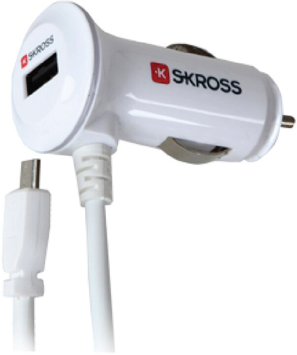 Skross USB nabíjecí autoadaptér, integrovaný kabel micro USB + 1x 2100mA_464030239