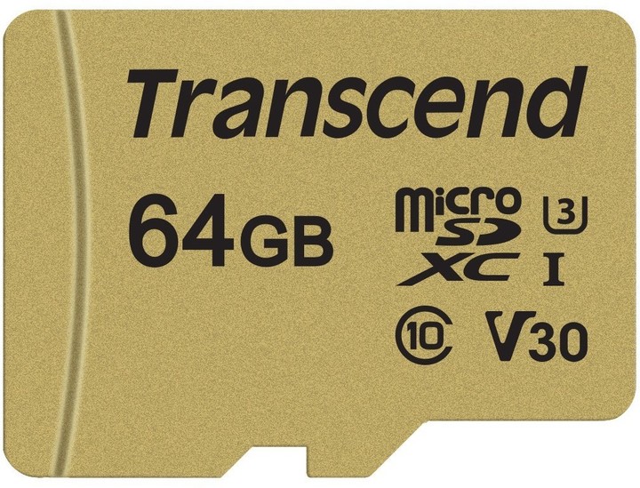 Transcend Micro SDXC 500S 64GB 95MB/s UHS-I U3 + SD adaptér_1498110488