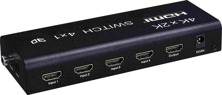 PremiumCord HDMI switch 4:1 s audio výstupy (stereo, Toslink, coaxial)_501554607