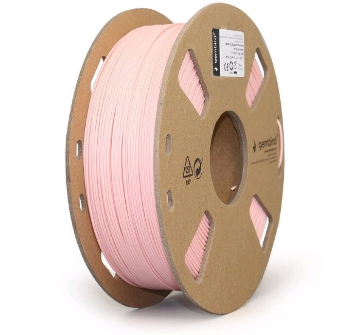 Gembird tisková struna (filament), PLA MATTE, 1,75mm, 1kg, růžová_2030905787