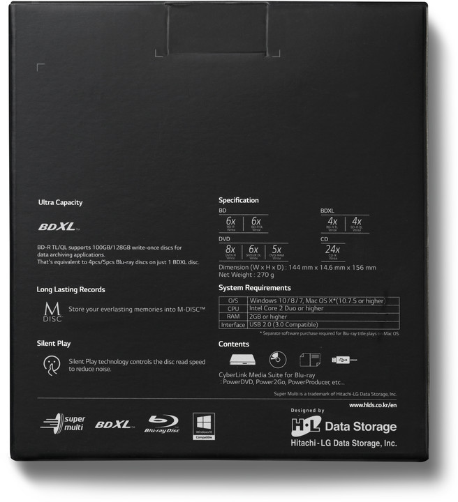 Hitachi BP55EB40, externí, USB 2.0, černá