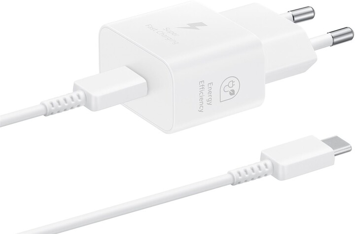 Samsung nabíjecí adaptér USB-C 25W + kabel USB-C 1m, bílá_158840063