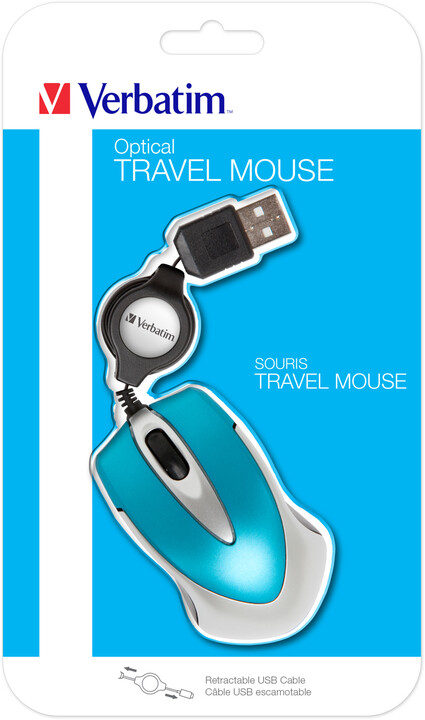 Verbatim Go Mini Optical Travel Mouse, karibská modrá