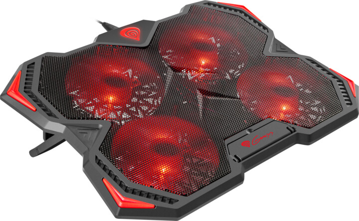 Genesis chladící podložka Oxid 250, 2x USB, pro notebooky 15.6-17.3&quot;, 4 ventilátory, červené led_1991092618
