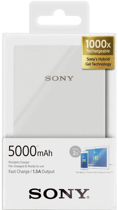Sony CP-V5AW přenosný zdroj USB, 5000mAh, bílá_216060375