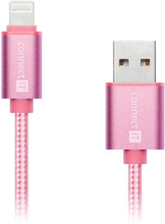 CONNECT IT Wirez Premium Metallic Lightning - USB, rose gold, 1m_620517366