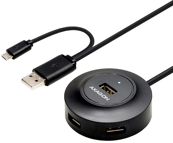 AXAGON HUE-X6GB 4x USB2.0 hub 80cm cable + micro USB OTG BLACK_771853904