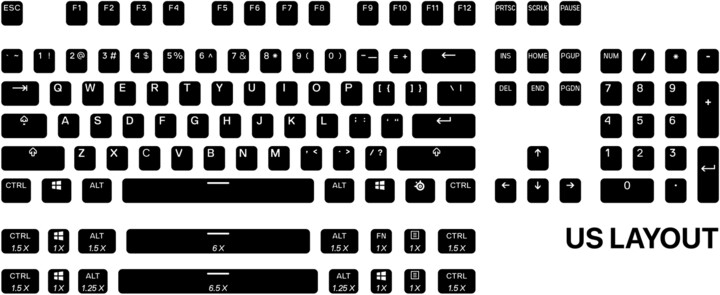 SteelSeries vyměnitelné klávesy PrismCaps, PBT, 120 kláves, bílé, US_1761853054