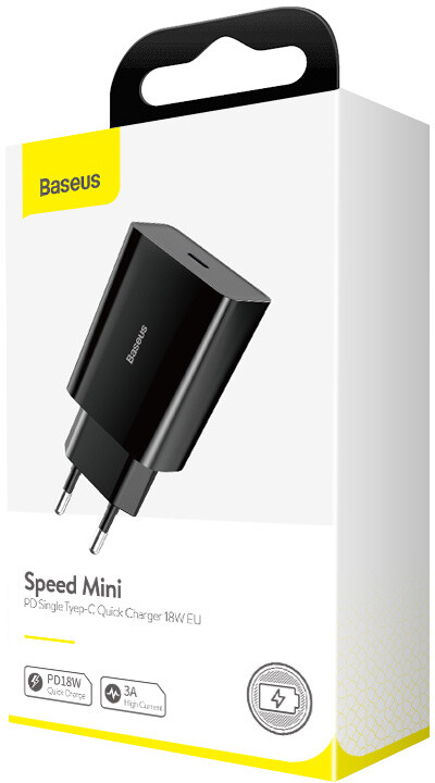 Baseus síťová nabíječka Speed Mini, USB-C PD, 18W, černá_76806691