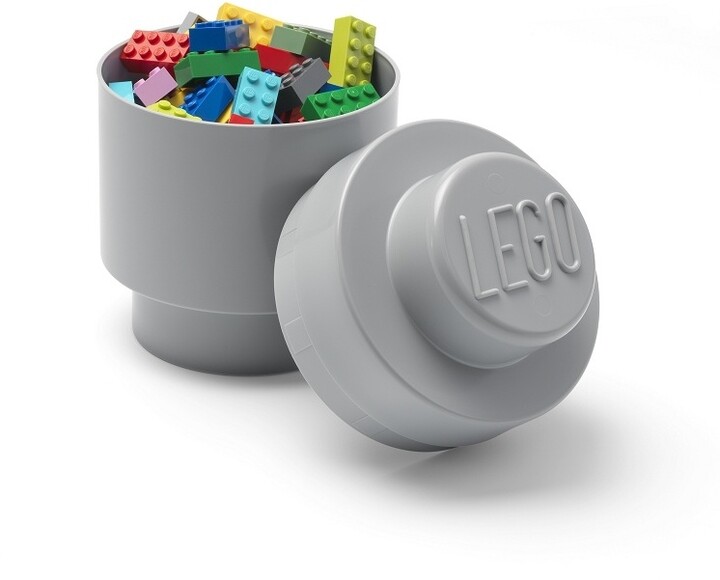 Úložný box LEGO, kulatý, šedá_1978510904
