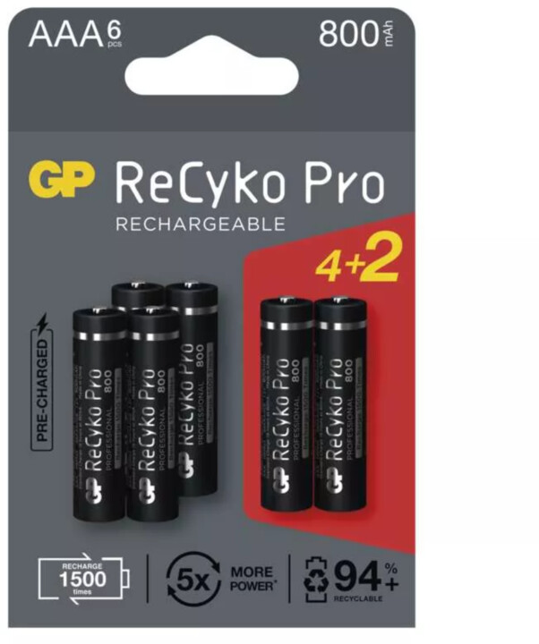 GP nabíjecí baterie ReCyko Pro AAA (HR03), 4+2ks_1736642508