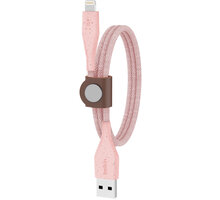 Belkin kabel DuraTek USB-A - Lightning, M/M, MFi, opletený, s řemínkem, 1.2m, růžová O2 TV HBO a Sport Pack na dva měsíce