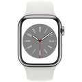 Apple Watch Series 8, Cellular, 41mm, Silver Stainless Steel, White Sport Band_990012765