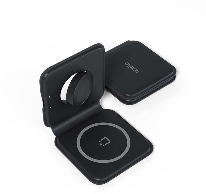 Spello by Epico skládací bezdrátová nabíječka 2v1 pro iPhone a Apple Watch, černá_573638190