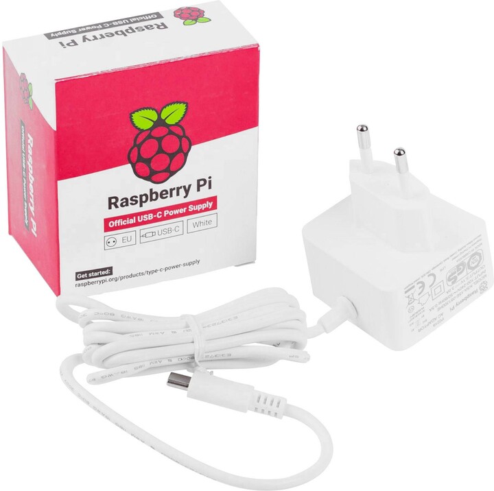 Raspberry Pi Napájecí adaptér RB-Netzteil4-W - 3A, pro Rpi 4, bílý_169063140