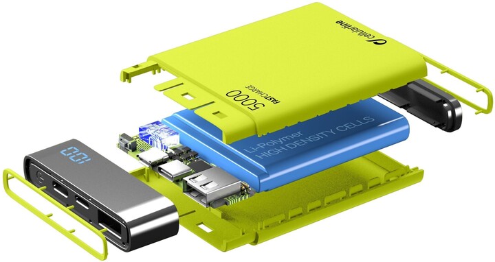 CellularLine FreePower Manta HD powerbanka 5000mAh, USB-C + 2x USB port, zelená_1660154266