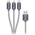 CONNECT IT Wirez 3in1 USB-C &amp; Micro USB &amp; Lightning, silver gray, 1,2 m_980506718