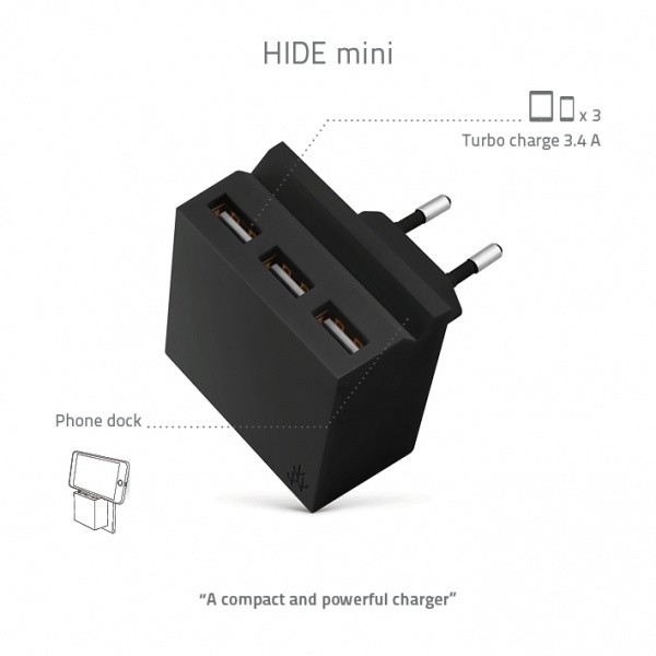 USBEPower HIDE MINI Hub charger 3USB Stand, černá_20686100