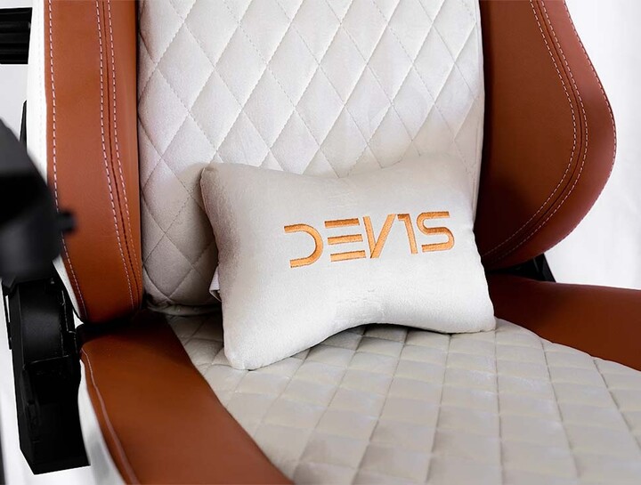 DEV1S Luxury Crema, herní židle, bílá/hnědá_1690441568