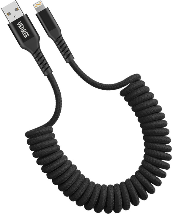YENKEE kabel YCU 502 BK USB-A - Lightning, MFi, 12W, kroucený, opletený, černá_1089626463