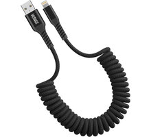 YENKEE kabel YCU 502 BK USB-A - Lightning, MFi, 12W, kroucený, opletený, černá 35056657