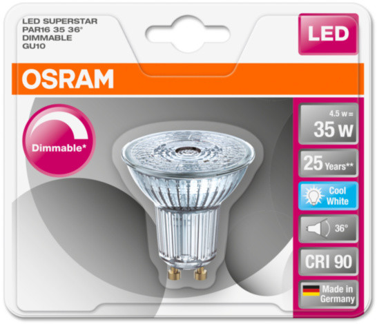Osram LED SUPERSTAR PAR16 36° 4,5W 940 GU10 DIM A+ 4000K_532554366