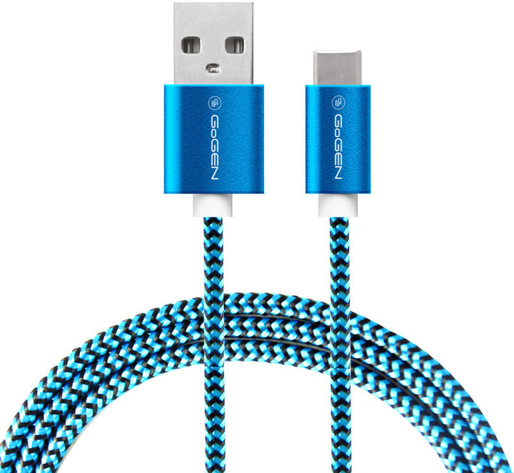 GoGEN kabel USB-A - USB-C, opletený, 1m, modrá_1963659502
