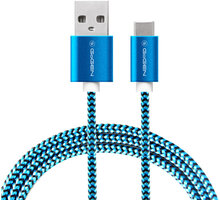 GoGEN kabel USB-A - USB-C, opletený, 1m, modrá GOGUSBAC100MM26
