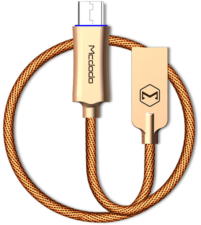 Mcdodo Knight rychlonabíjecí datový kabel microUSB s inteligentním vypnutím napájení, 1m, zlatá_300635013