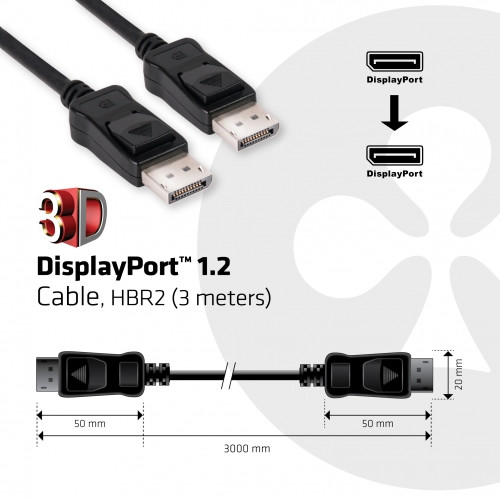 Club3D DisplayPort 1.2 na DisplayPort 1.2 , podpora 4K/60Hz, 3m_1467483736