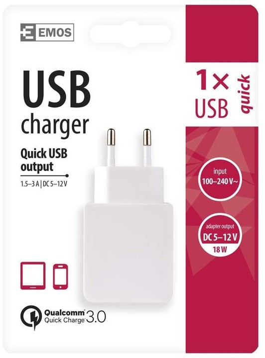 Emos Univerzální USB adaptér do sítě QUICK 2,4A (18W) max._1805394158