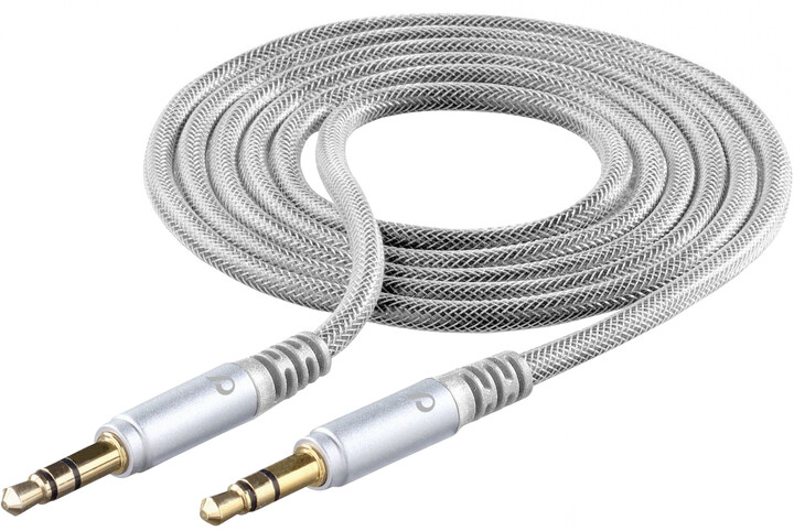 Cellularline Unique Design Audio kabel pro iPhone, 2x 3,5mm jack, stříbrný_774678380
