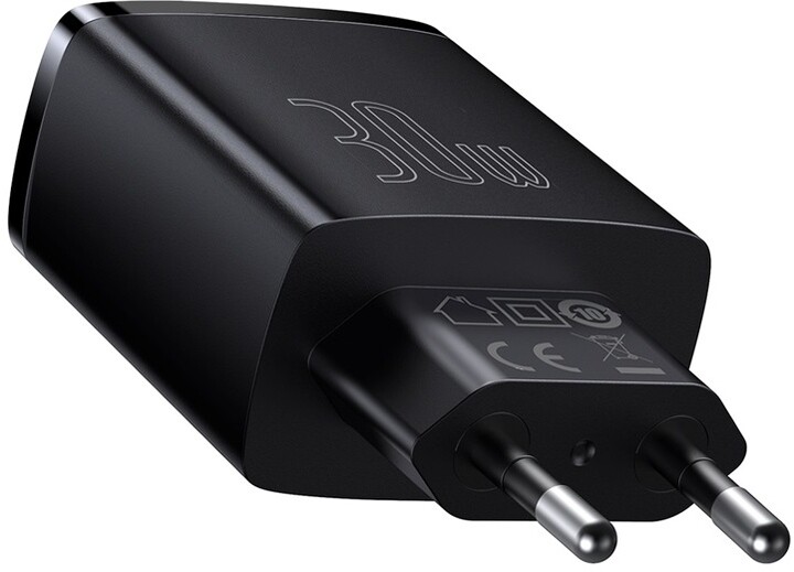 Baseus rychlonabíjecí adaptér, 2x USB-A, 1x USB-C, 30W, černá_715909143