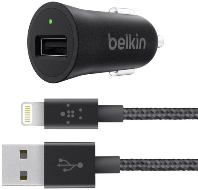 Belkin USB nabíječka do auta 2,4A/5V MIXIT Metallic + Lightning kabel - černá_618038257