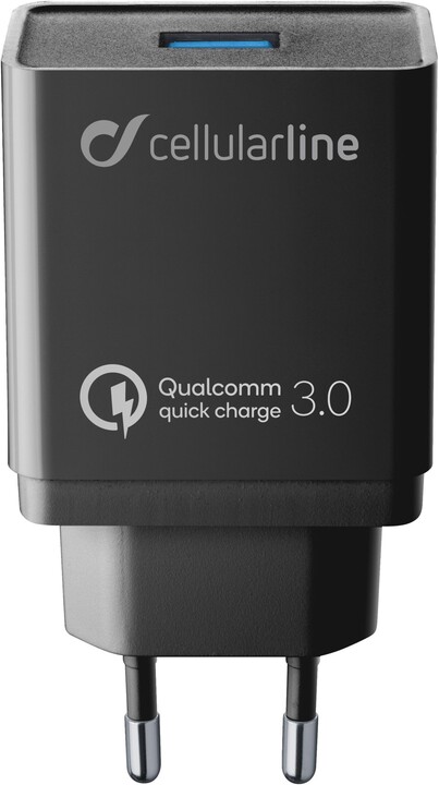 CellularLine nabíjecí set USB adaptéru a USB-C kabelu Qualcomm® Quick Charge™ 3.0, 18W, černá_1052417111