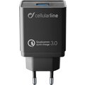CellularLine nabíjecí set USB adaptéru a USB-C kabelu Qualcomm® Quick Charge™ 3.0, 18W, černá_1052417111