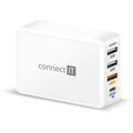 CONNECT IT nabíjecí adaptér, 1xUSB-C, 3xUSB, QC 3.0, PD, 65W, bílá_1054514303