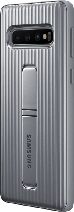 Samsung zadní kryt se stojánkem pro Samsung G973 Galaxy S10, stříbrná_1484493673