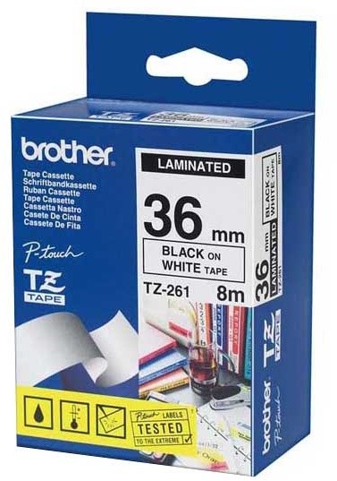 Brother páska - TZE-261, bílá/černá (36mm, laminovaná)