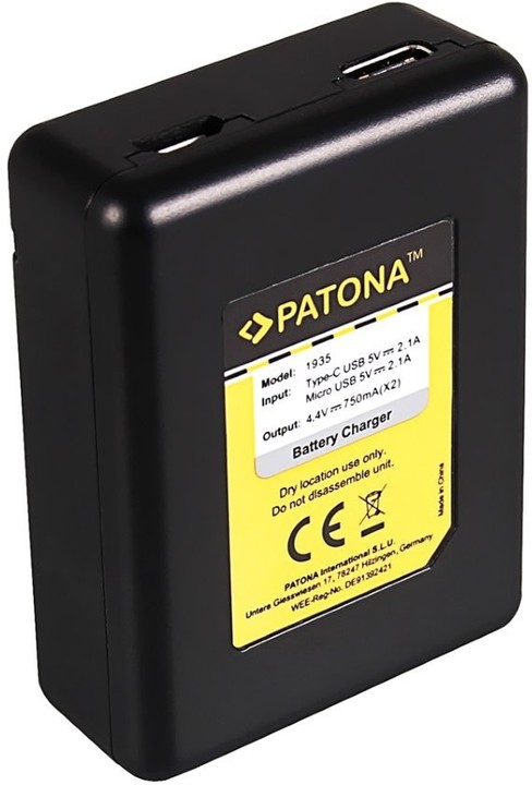 Patona sada pro digitální kameru Dual GoPro Hero 5/6/7 nabíječka + 2x baterie 1250mAh USB_331350235