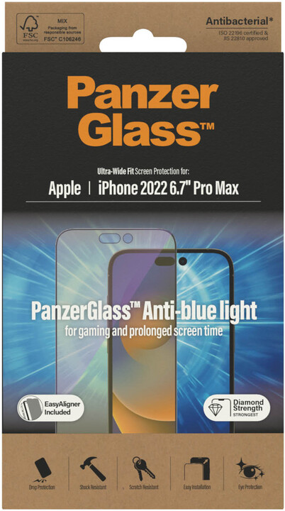 PanzerGlass ochranné sklo pro Apple iPhone 14 Pro Max s Anti-BlueLight vrstvou a_174133326
