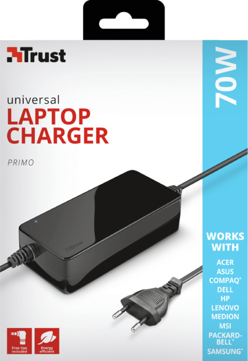 Trust napájecí adaptér 70W Primo Laptop Charger, černá_837341580