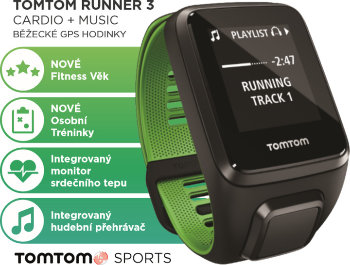 TOMTOM Runner 3 Cardio + Music (L), černá/zelená_1565030289