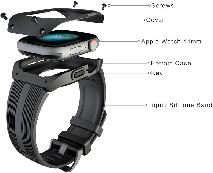 MAX silikonový řemínek MAS15 pro Apple Watch, 42/44mm, černá_1833606323