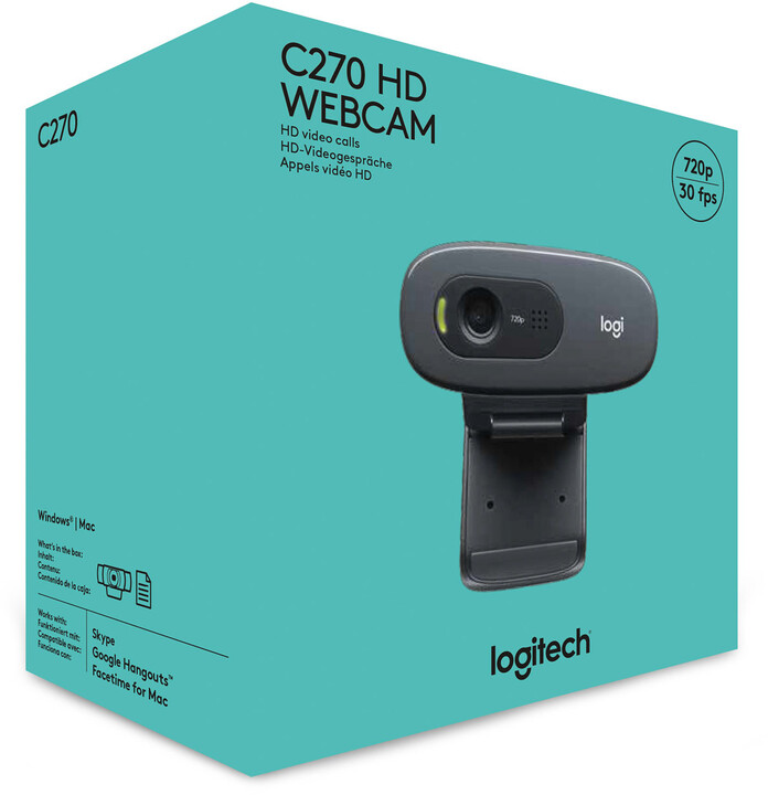 Logitech HD Webcam C270, šedá_1023853691