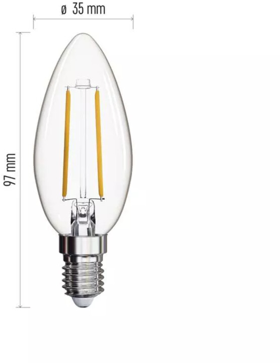 Emos LED žárovka Filament Candle 1,8W (25W), 250lm, E14, teplá bílá_171204002