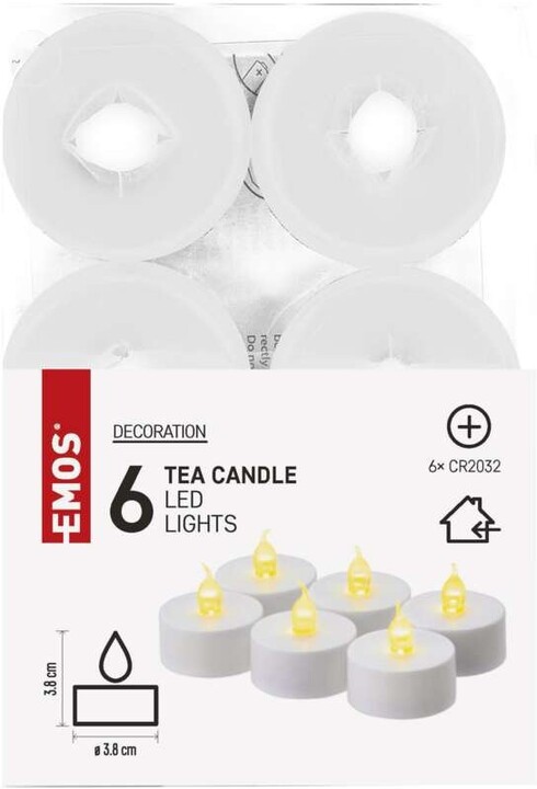 Emos LED dekorace – čajová svíčka bílá, CR2032, vnitřní, vintage, 6 ks_1183237597