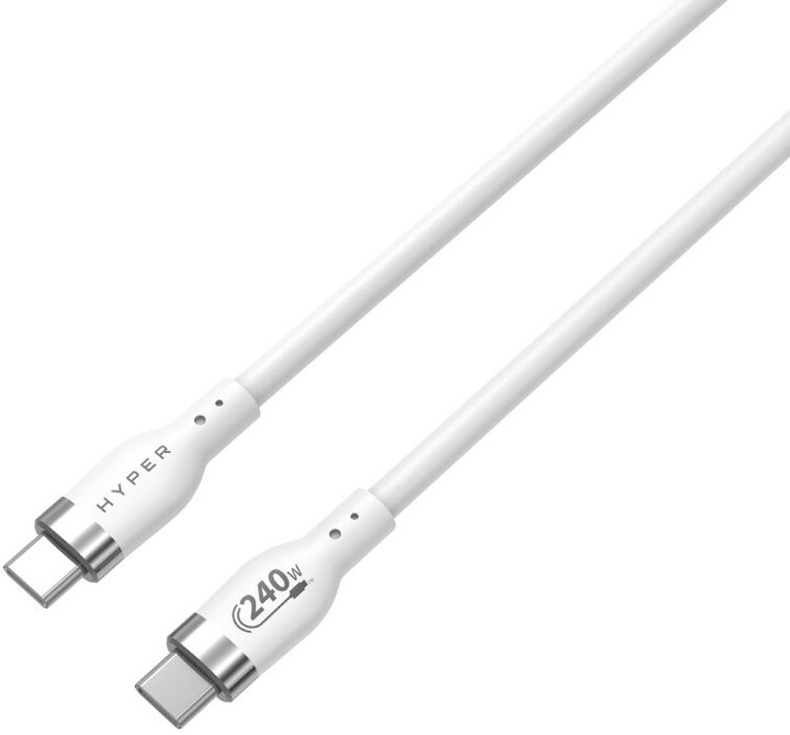 Hyper® nabíjecí kabel Silicone USB-C, 240W, 1m, bílá_1977284200